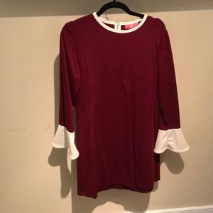 Burgundy and Cream Minidress